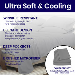 Super Soft Bamboo Blend Bed Sheets – 1800 TC, Cooling Vibe, Deep Pocket Queen Sheet Set for Chill Sleep
