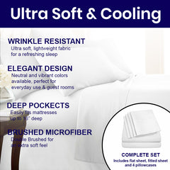 1800 Thread Count Bamboo Sheets – Double Brushed, Soft & Breathable, Deep Pocket Set