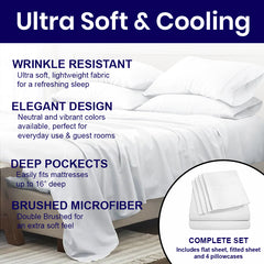 Super Soft Bamboo Blend Bed Sheets – 1800 TC, Cooling Vibe, Deep Pocket Queen Sheet Set for Chill Sleep