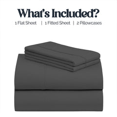 4-Piece Bamboo-Blend Bed Sheet Set – Buttery Soft 60% Microfiber 40% Bamboo Luxury Bedding with Deep Pocket Fitted Sheet, Wrinkle & Stain Resistant, Twin, Full, Queen, King & California King