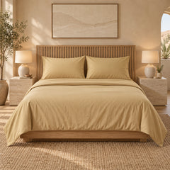 4-Piece Bamboo-Blend Bed Sheet Set – Buttery Soft 60% Microfiber 40% Bamboo Luxury Bedding with Deep Pocket Fitted Sheet, Wrinkle & Stain Resistant, Twin, Full, Queen, King & California King