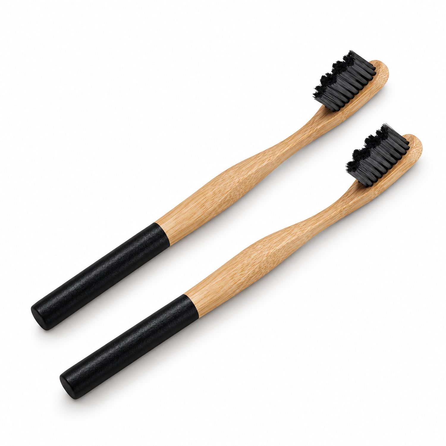 2-Pack Bamboo Toothbrushes, Charcoal-Infused Medium-Soft Nylon Bristles
