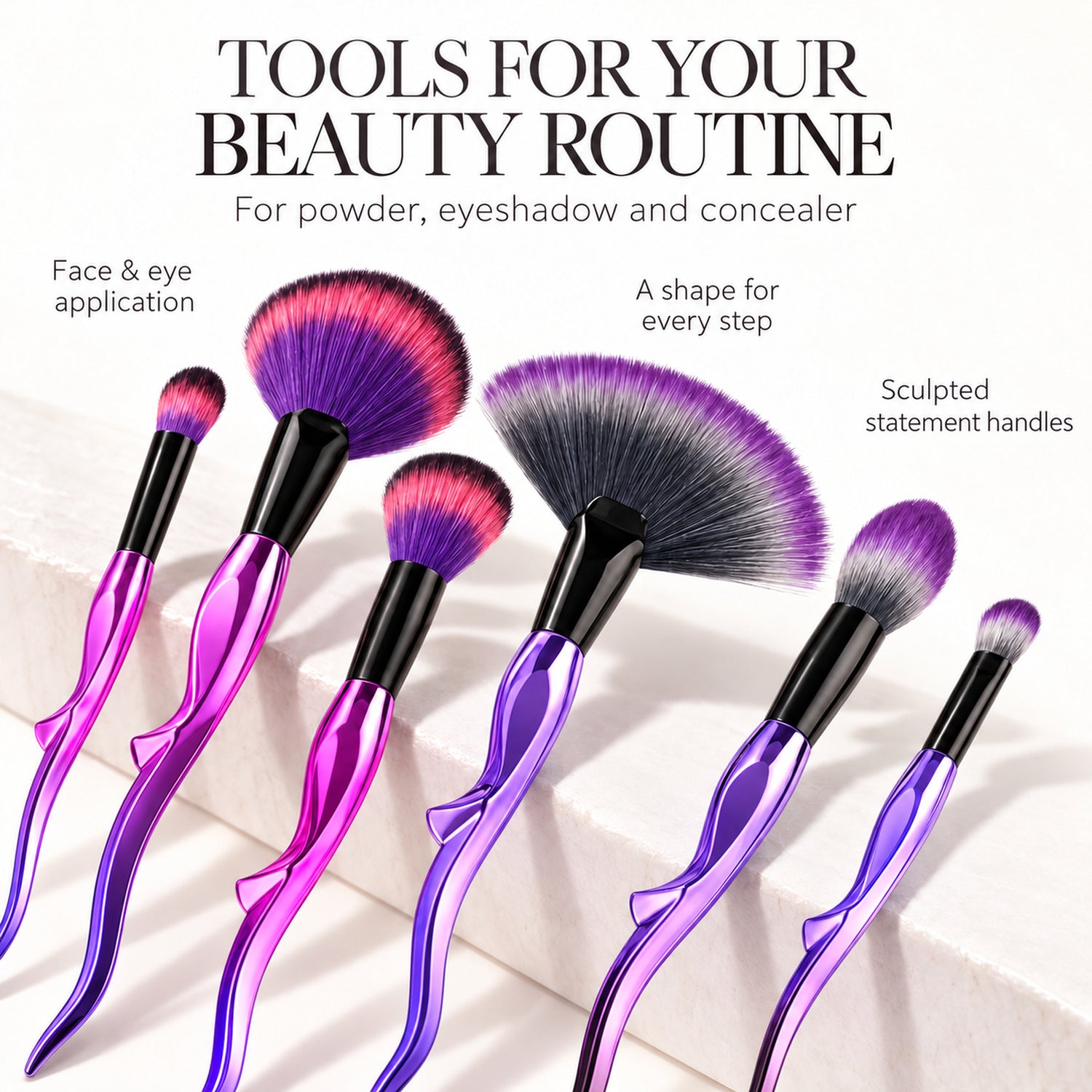8-Piece Makeup Brush Set, Face, Eyeshadow & Concealer Brushes, Pink or Purple