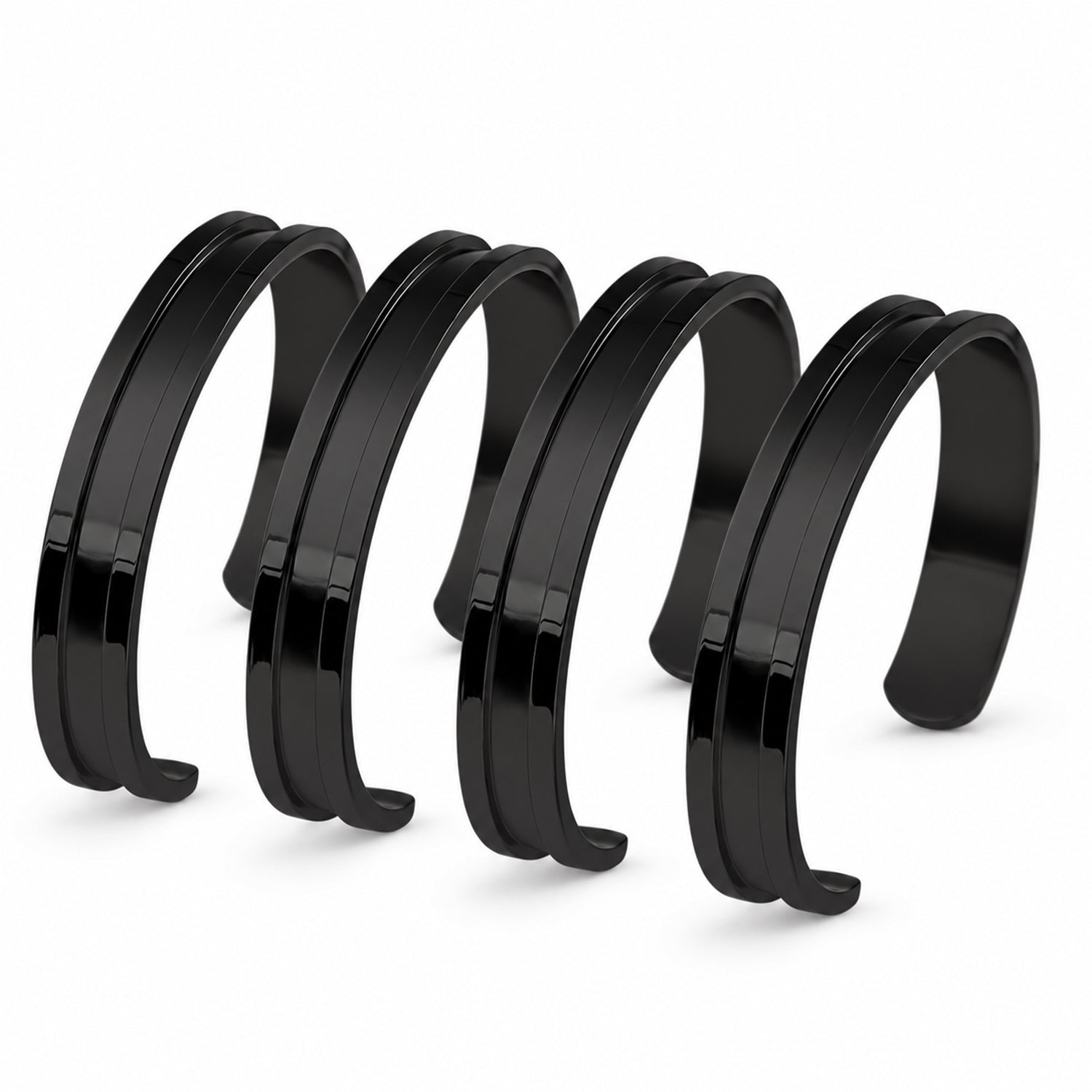 4-Pack Hair Tie Holder Bracelets, Stainless Steel Bangle Organizers, Black or Gold
