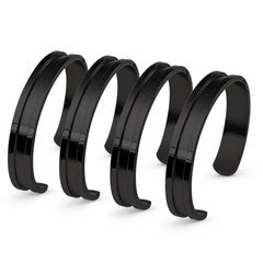 4-Pack Hair Tie Holder Bracelets, Stainless Steel Bangle Organizers, Black or Gold