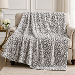 Peralto Gray Throw Blanket – Ultra-Soft Micro Plush Fleece Blanket with Geometric Design, Lightweight All-Season Decorative Throw for Couch, Sofa & Bed, Machine Washable, 50 x 60 Inches