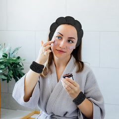 3-Pack Fluffy Spa Headband & Wristband Set – Cute Bubble Design for Face Washing, Skincare Routine, Makeup