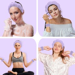 3-Pack Fluffy Spa Headband & Wristband Set – Cute Bubble Design for Face Washing, Skincare Routine, Makeup