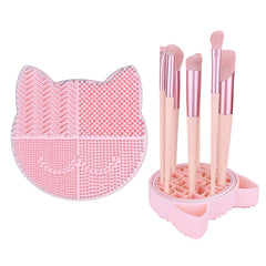 2-in-1 Silicone Makeup Brush Cleaner & Drying Stand – Holder for Effortless Brush Cleaning & Organized Storage