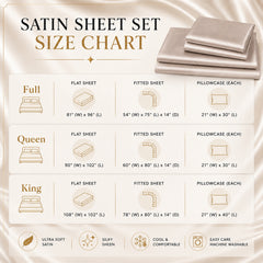 4-Piece Satin Bed Sheet Set – Silky Soft 100% Polyester Satin Sheets with 14-Inch Deep Pocket Fitted Sheet, Hypoallergenic 90 GSM Bedding Set, Full, Queen & King