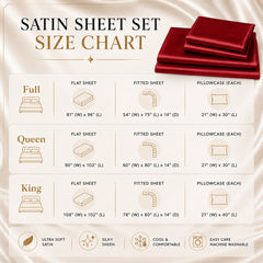 4-Piece Satin Bed Sheet Set – Silky Soft 100% Polyester Satin Sheets with 14-Inch Deep Pocket Fitted Sheet, Hypoallergenic 90 GSM Bedding Set, Full, Queen & King