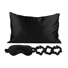 5-Piece Satin Sleep Set – Pillowcase, Eye Mask & 3 Scrunchies – Silky Soft for Skin & Hair, Frizz Control, Beauty Sleep Essential – Anti-Breakage & Light Blocking