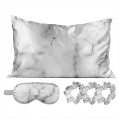 5-Piece Satin Sleep Set – Pillowcase, Eye Mask & 3 Scrunchies – Silky Soft for Skin & Hair, Frizz Control, Beauty Sleep Essential – Anti-Breakage & Light Blocking