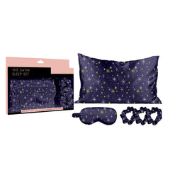 5-Piece Satin Sleep Set – Pillowcase, Eye Mask & 3 Scrunchies – Silky Soft for Skin & Hair, Frizz Control, Beauty Sleep Essential – Anti-Breakage & Light Blocking