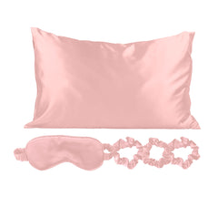 5-Piece Satin Sleep Set – Pillowcase, Eye Mask & 3 Scrunchies – Silky Soft for Skin & Hair, Frizz Control, Beauty Sleep Essential – Anti-Breakage & Light Blocking