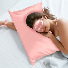 5-Piece Satin Sleep Set – Pillowcase, Eye Mask & 3 Scrunchies – Silky Soft for Skin & Hair, Frizz Control, Beauty Sleep Essential – Anti-Breakage & Light Blocking