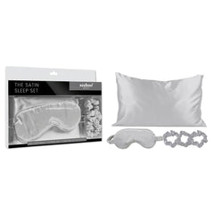 5-Piece Satin Sleep Set – Pillowcase, Eye Mask & 3 Scrunchies – Silky Soft for Skin & Hair, Frizz Control, Beauty Sleep Essential – Anti-Breakage & Light Blocking