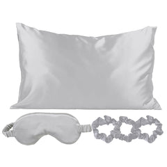 5-Piece Satin Sleep Set – Pillowcase, Eye Mask & 3 Scrunchies – Silky Soft for Skin & Hair, Frizz Control, Beauty Sleep Essential – Anti-Breakage & Light Blocking