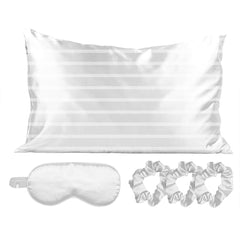 5-Piece Satin Sleep Set – Pillowcase, Eye Mask & 3 Scrunchies – Silky Soft for Skin & Hair, Frizz Control, Beauty Sleep Essential – Anti-Breakage & Light Blocking