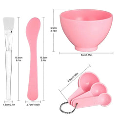 6-Piece DIY Spa Mask Kit – Mixing Bowl, Measuring Spoons, Silicone Brush & Spatula for Mess-Free Skincare