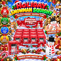 Snowman Squishy Toy – Soft Slow-Rising Christmas Sensory Fidget, Palm-Sized Winter Squeeze Toy with Individual Box for Stocking Stuffers, Desk & Holiday Gifting