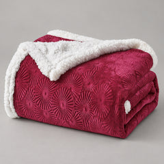 Ultra Soft Embossed Sherpa Plush Throw Blanket – 50 x 60 Inch Lightweight Fleece Blanket with Cozy Sherpa Backing, Warm Decorative Throw for Couch, Sofa & Bed, Machine Washable All-Season Blanket