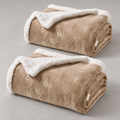 2-Pack Ultra Soft Embossed Sherpa Plush Throw Blankets – 50 x 60 Inch Lightweight Fleece Blankets with Cozy Sherpa Backing, Warm Decorative Throws for Couch, Sofa & Bed, Machine Washable All-Season Blankets
