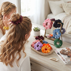Velvet Scrunchies, Soft Elastic Hair Ties for Ponytails & Updos, 20 or 40 Pack