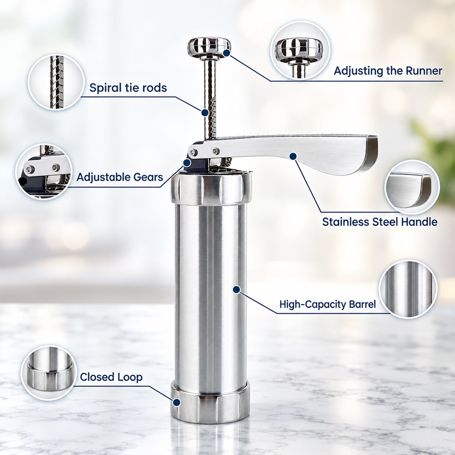 25-Piece Cookie Press Kit, Stainless Steel Biscuit Maker with 20 Discs & 4 Icing Tips