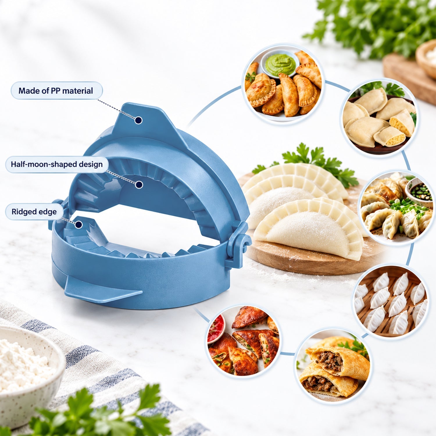 3-Piece Dumpling & Ravioli Maker Set, Dough Cutters and Pastry Press Molds