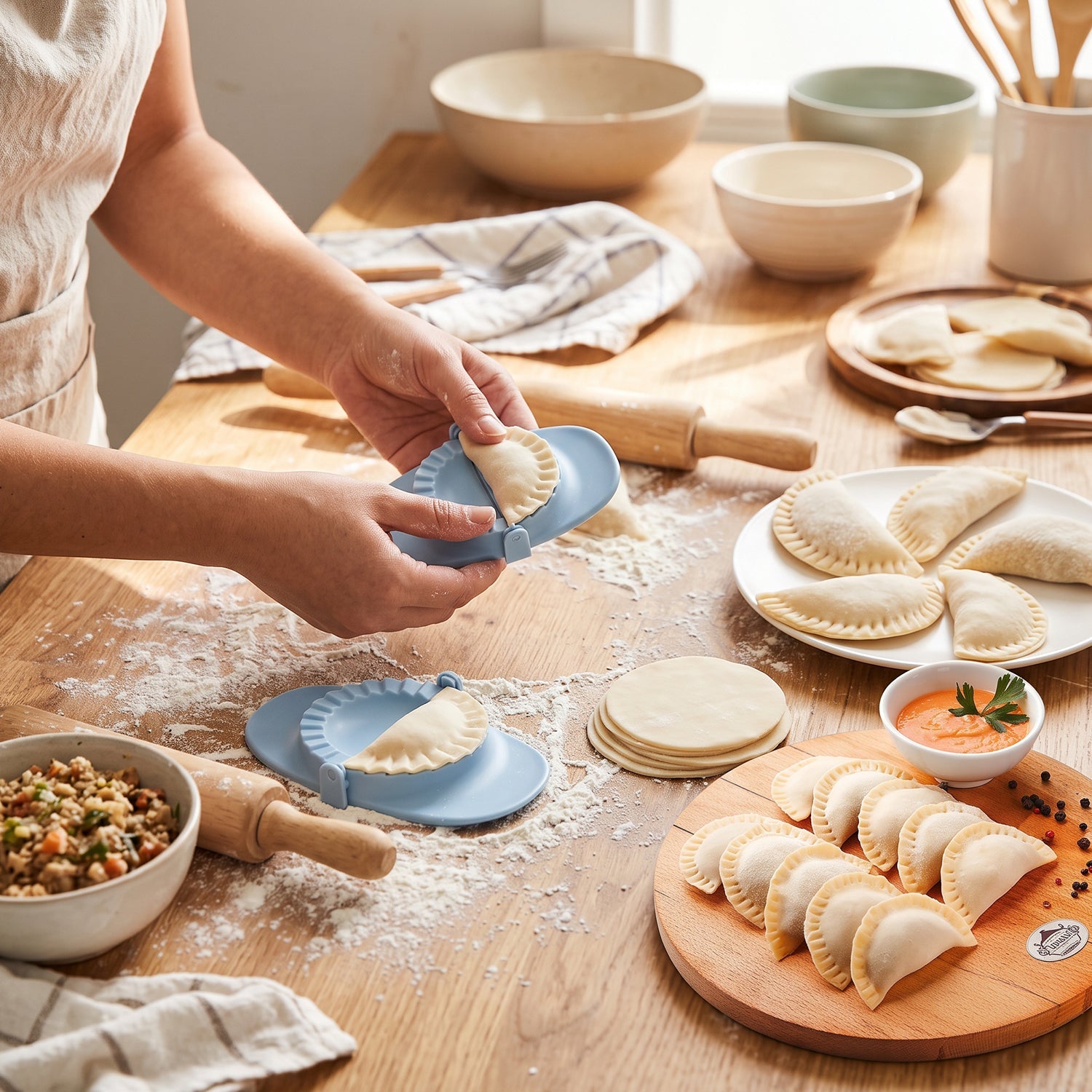 3-Piece Dumpling & Ravioli Maker Set, Dough Cutters and Pastry Press Molds