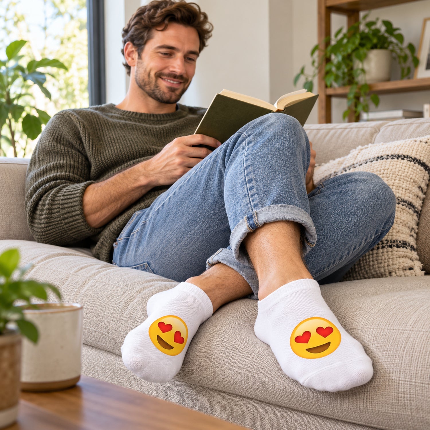 4-Pair Emoji Ankle Socks, Breathable Unisex Novelty Socks for Everyday Wear
