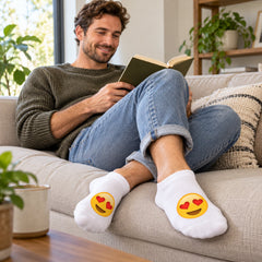 4-Pair Emoji Ankle Socks, Breathable Unisex Novelty Socks for Everyday Wear