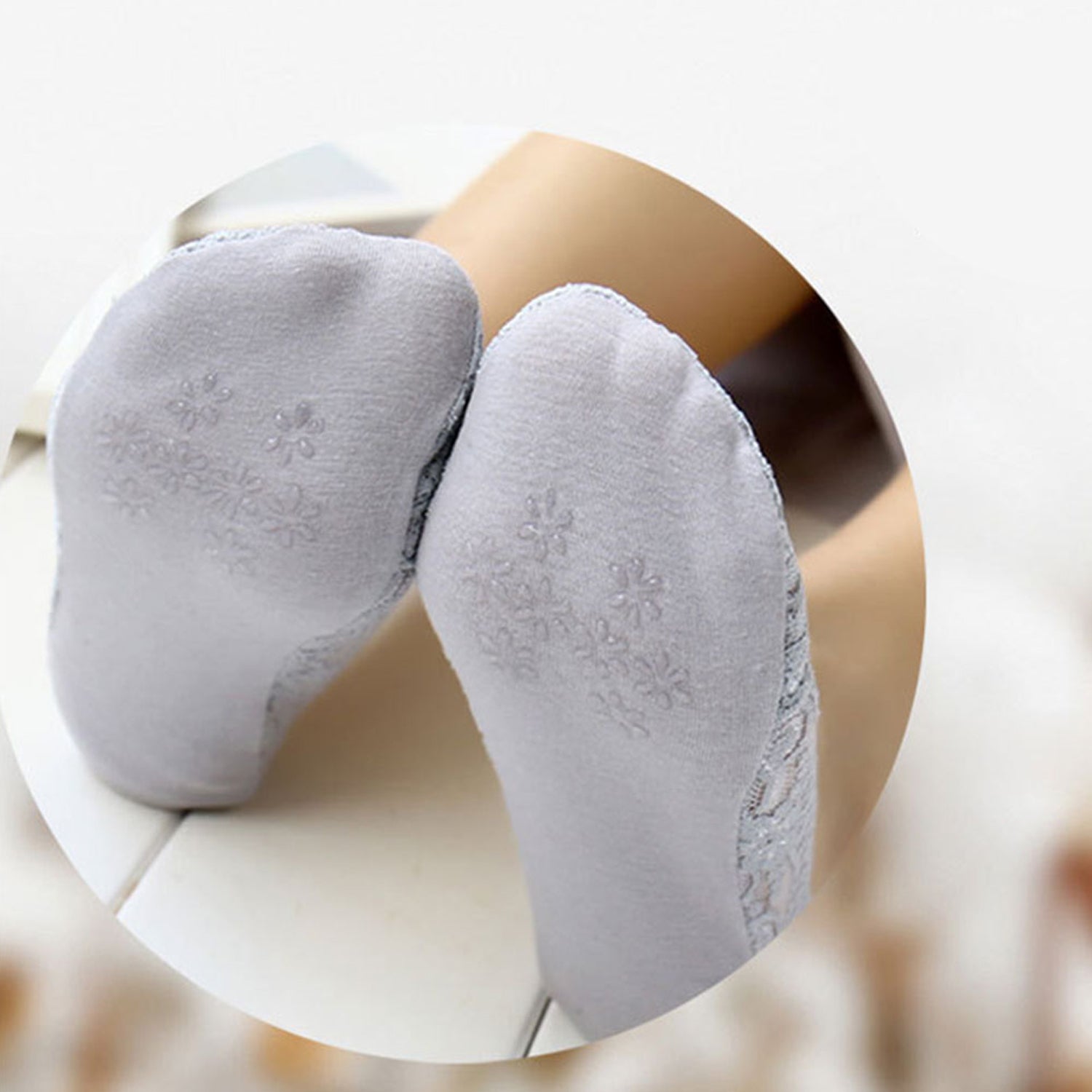 5-Pack No-Show Lace Footie Socks, Low-Cut Shoe Liners for Flats