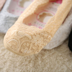 5-Pack No-Show Lace Footie Socks, Low-Cut Shoe Liners for Flats