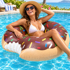 Large Inflatable Donut Pool Float, Chocolate Ring Design, 47.2 Inches