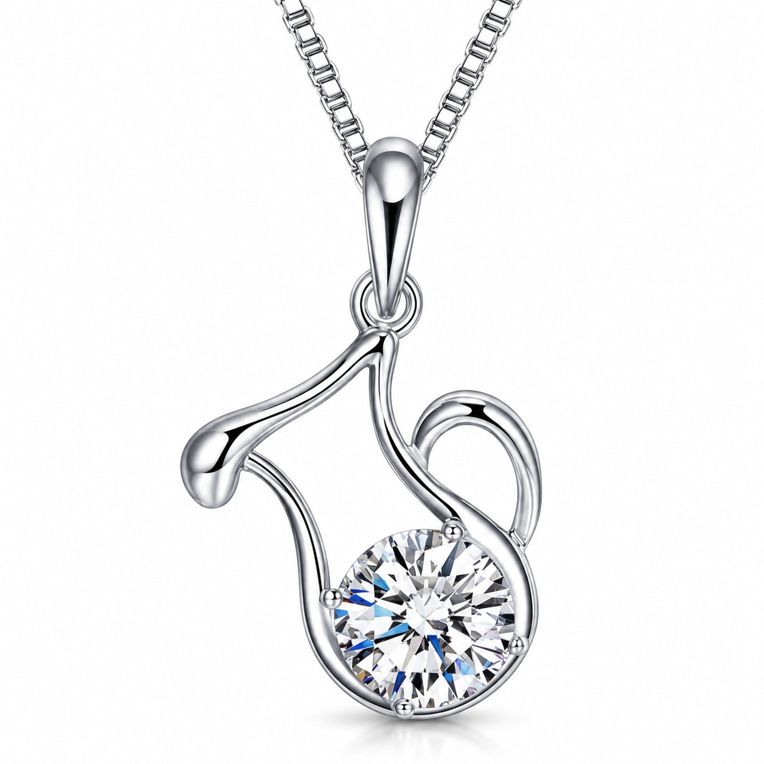 Zodiac Crystal Pendant Necklace, Silver-Plated Birth Sign Jewelry with Chain