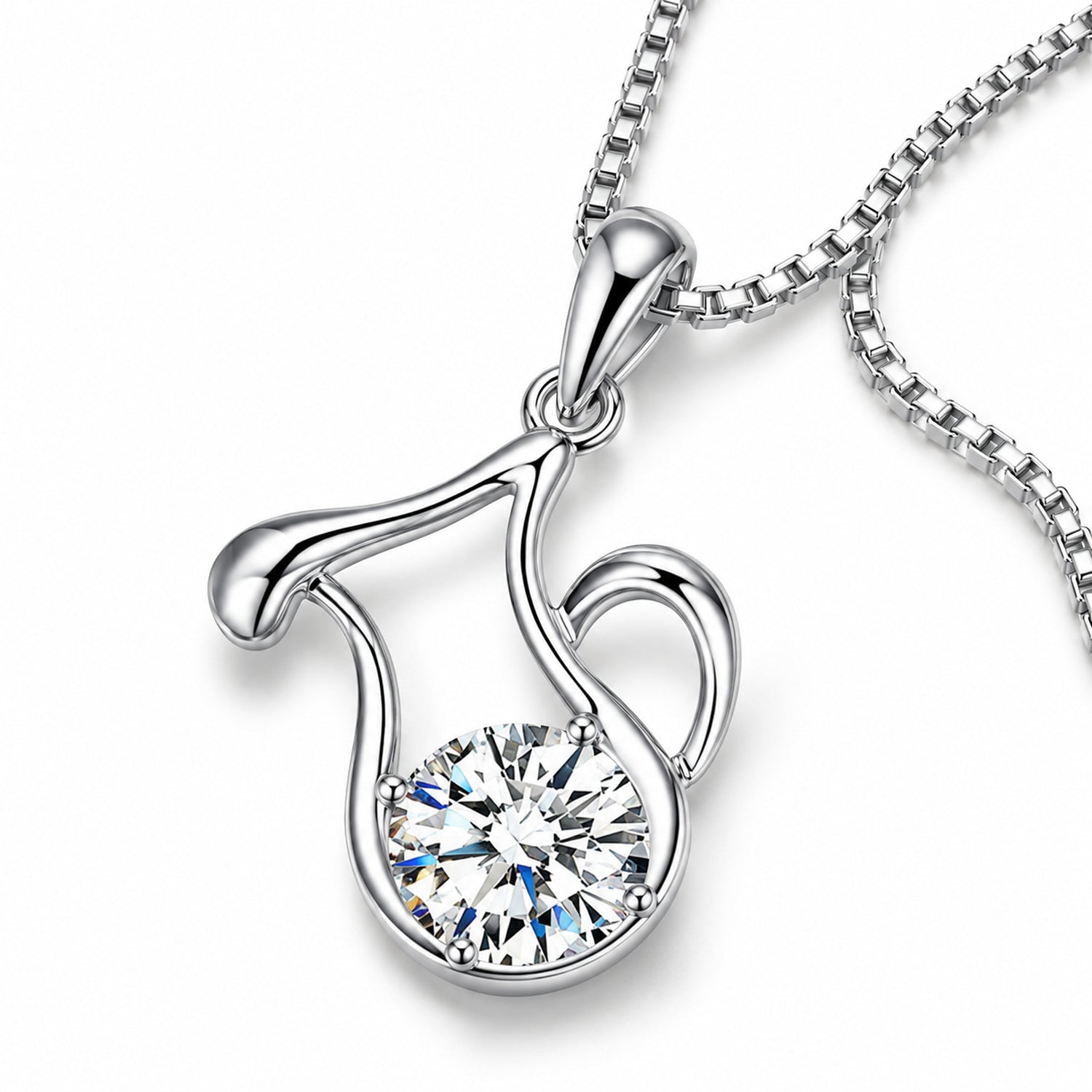 Zodiac Crystal Pendant Necklace, Silver-Plated Birth Sign Jewelry with Chain