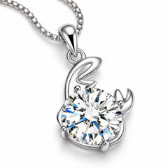 Zodiac Crystal Pendant Necklace, Silver-Plated Birth Sign Jewelry with Chain