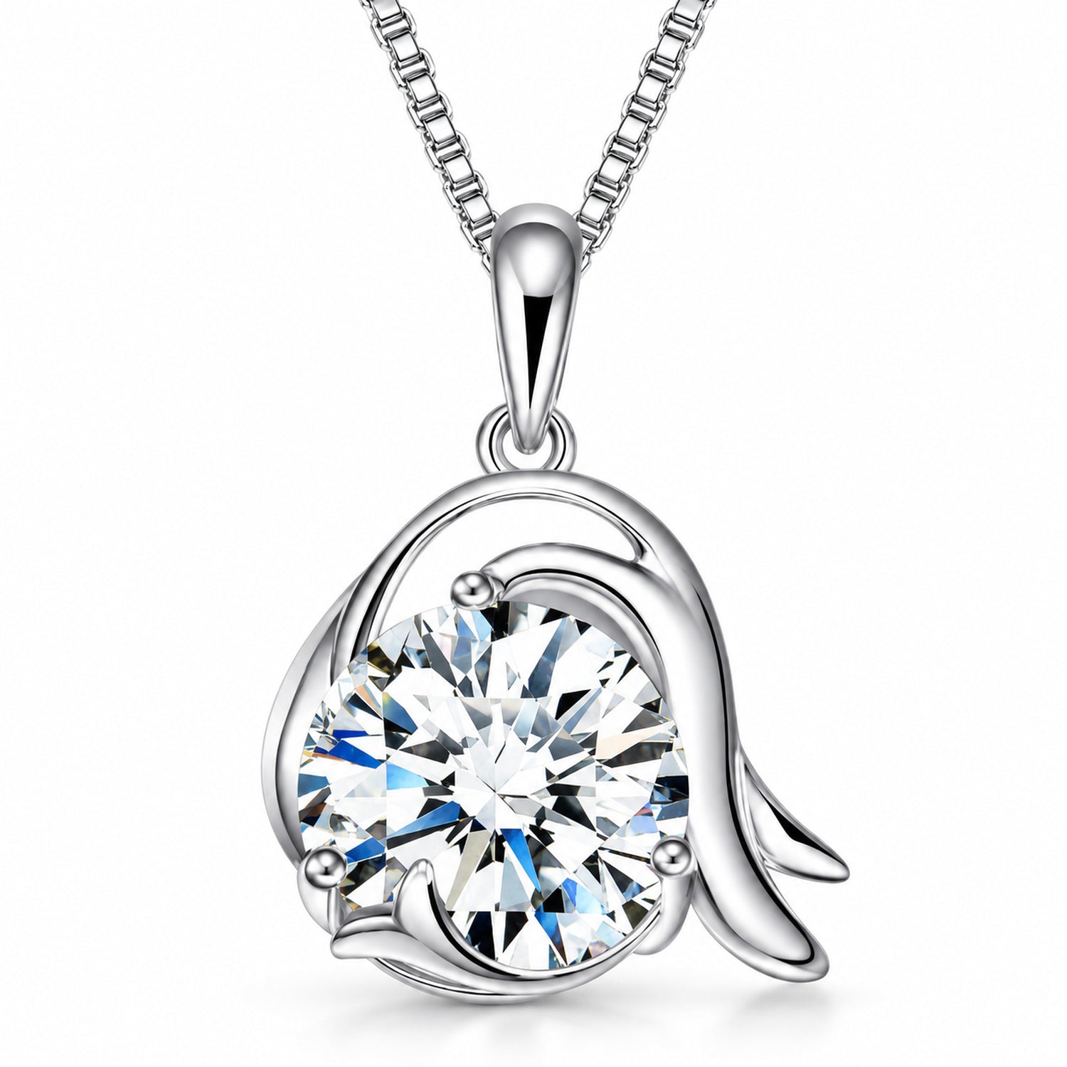 Zodiac Crystal Pendant Necklace, Silver-Plated Birth Sign Jewelry with Chain