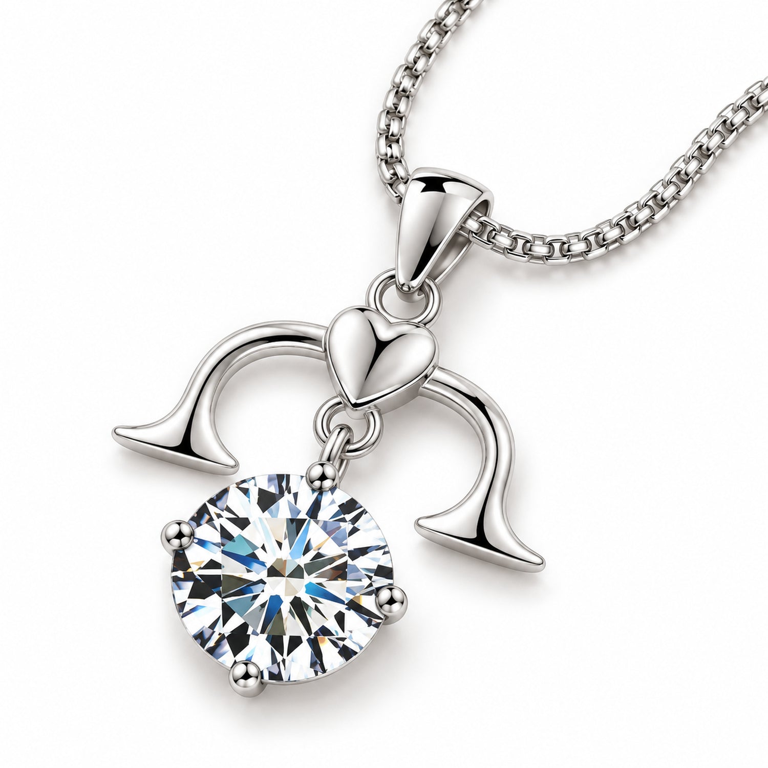 Zodiac Crystal Pendant Necklace, Silver-Plated Birth Sign Jewelry with Chain