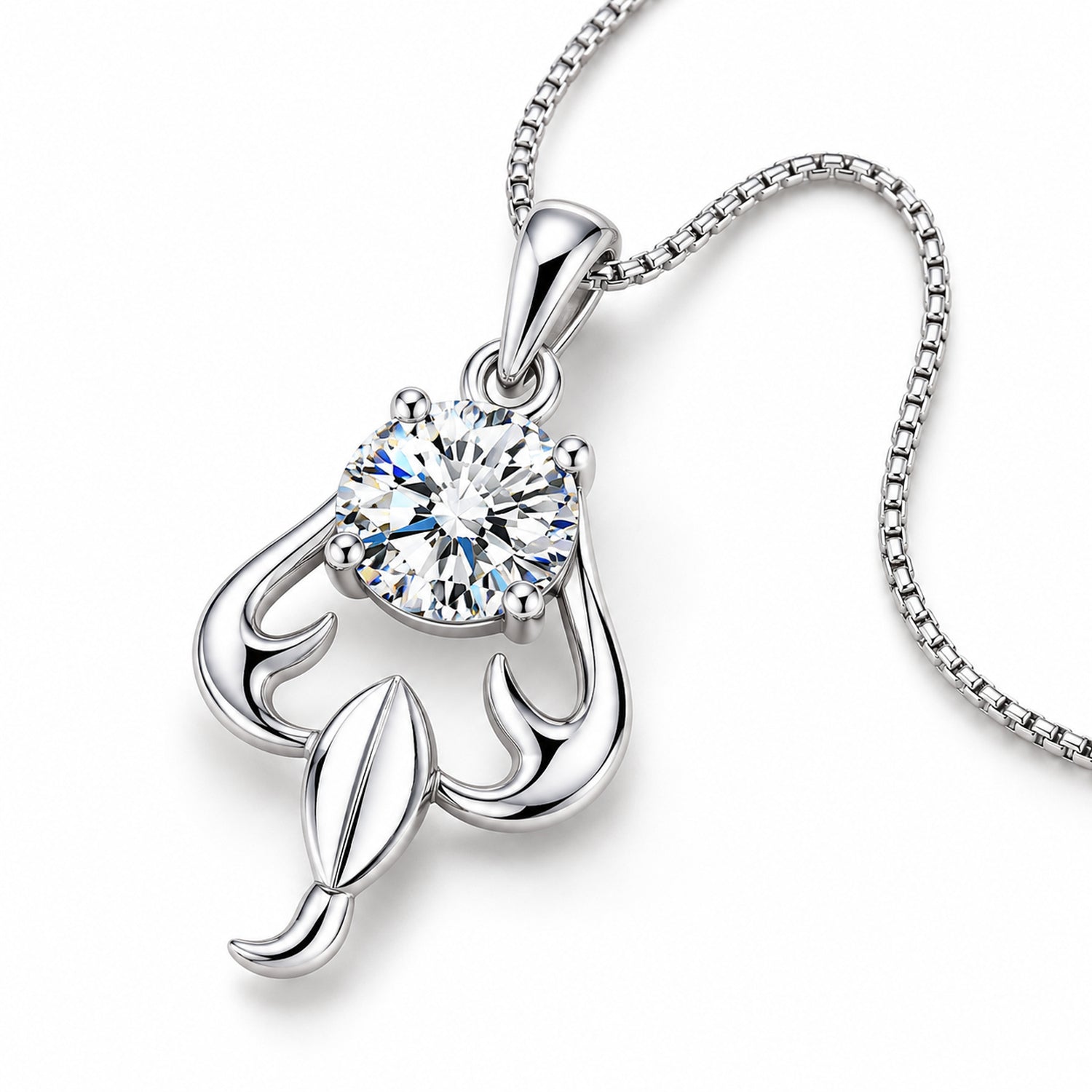 Zodiac Crystal Pendant Necklace, Silver-Plated Birth Sign Jewelry with Chain