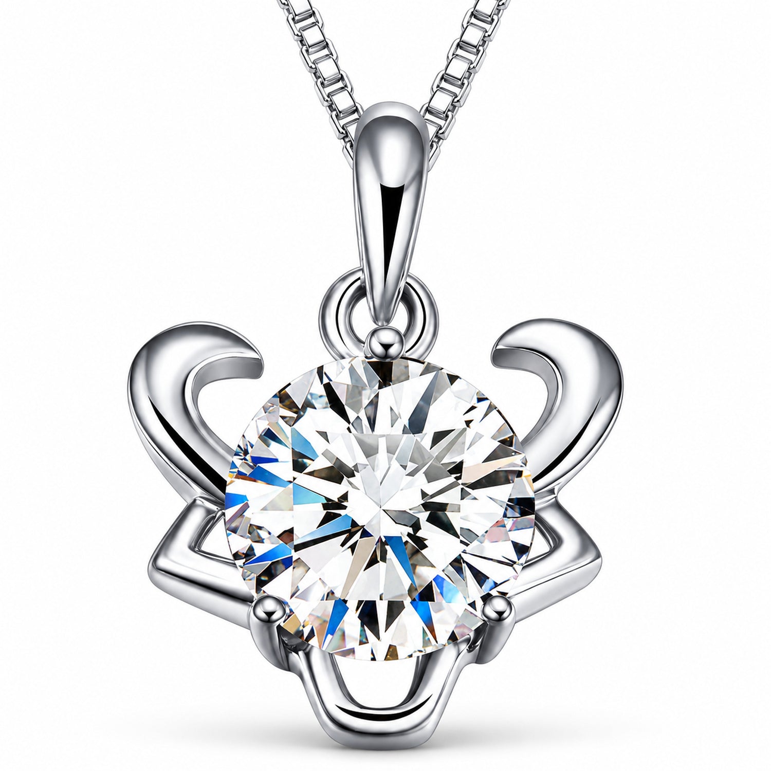 Zodiac Crystal Pendant Necklace, Silver-Plated Birth Sign Jewelry with Chain