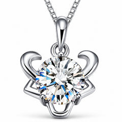 Zodiac Crystal Pendant Necklace, Silver-Plated Birth Sign Jewelry with Chain