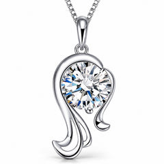 Zodiac Crystal Pendant Necklace, Silver-Plated Birth Sign Jewelry with Chain