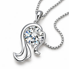 Zodiac Crystal Pendant Necklace, Silver-Plated Birth Sign Jewelry with Chain