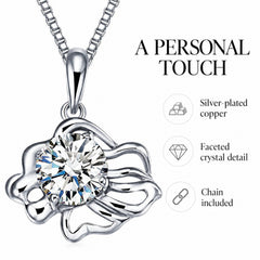 Zodiac Crystal Pendant Necklace, Silver-Plated Birth Sign Jewelry with Chain
