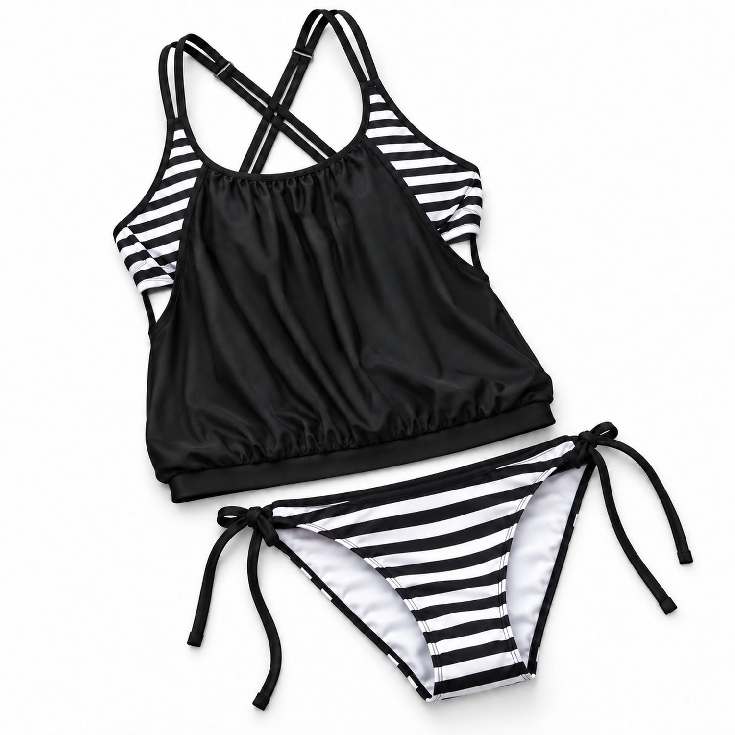 Women's 2-Piece Tankini Swimsuit, Adjustable Straps & Built-In Bra