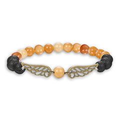 Chakra Lava Stone Diffuser Bracelet with 2 Random Essential Oils – Aromatherapy Bead Bracelet for Women & Men – Stretch Essential Oil Jewelry (Angel Wings, Love, Hope, Faith)