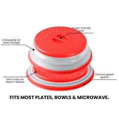 Collapsible Microwave Food Cover Spill Protector Dome with Easy Grip (1-Pack or 2-Pack)